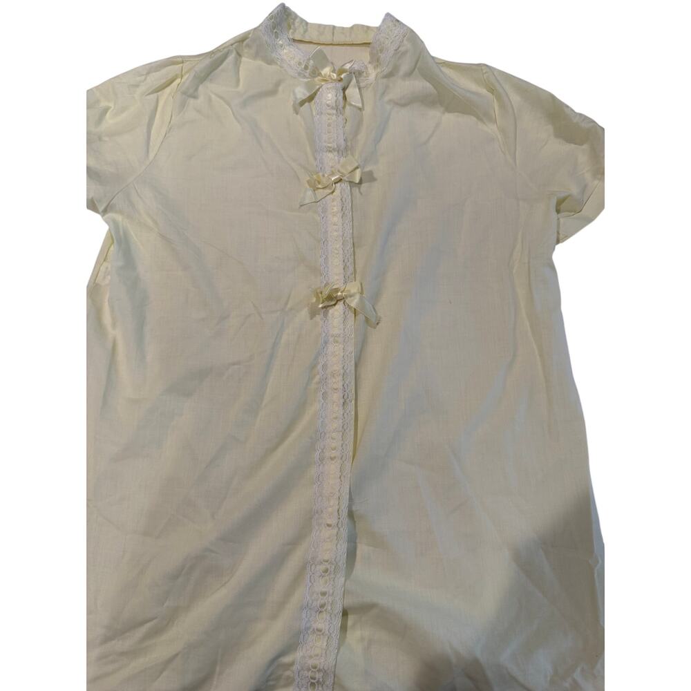 Vintage Texsheen Satin Nightgown Sz 32 Yellow Bow Cottagecore